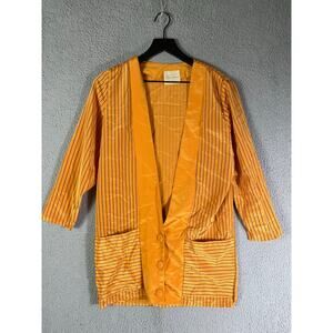 Saintmain Orange Striped Lightweight Drape Cardigan Jacket Size M Vintage
